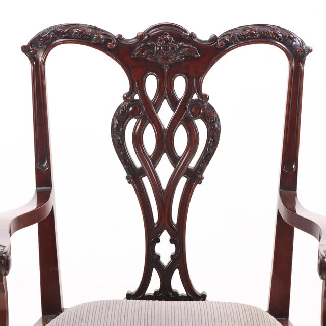 1900 - 1909 Rare Set of 12 English Chippendale Style Mahogany Armchairs, C. 1900. For Sale - Image 5 of 7