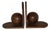 Art Deco Bookends with Oak Angles and Brown Maple Balls, 1930s, Set of 2 For Sale