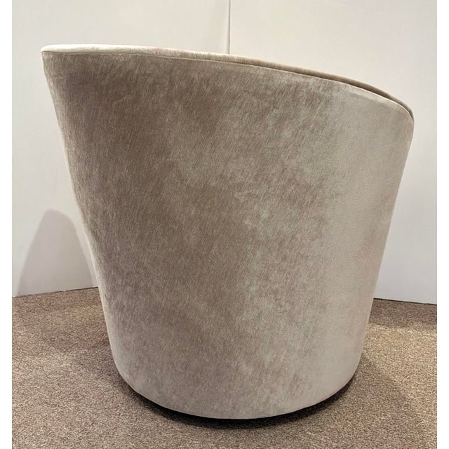 Modern Caracole Modern Taupe Velvet Whorl Laf Swivel Chair For Sale - Image 3 of 3