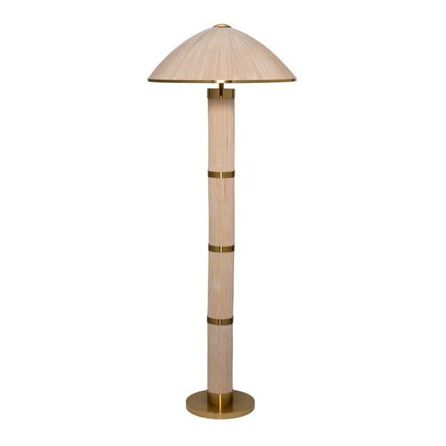 Jamie Young Seychelles Floor Lamp in Bleached Rattan For Sale In Los Angeles - Image 6 of 6