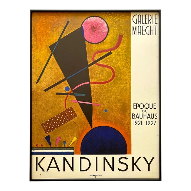 Wasily Kandinsky Vintage 1960 Mid Century Modern Fine Art Lithograph Print Framed Paris Exhibition Poster " Contact " 1924 For Sale