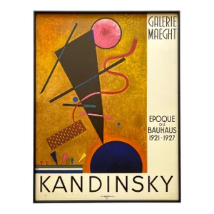 Wasily Kandinsky Vintage 1960 Mid Century Modern Fine Art Lithograph Print Framed Paris Exhibition Poster " Contact " 1924