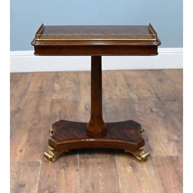 Gold Regency Side Table in Mahogany and Brass For Sale - Image 8 of 9