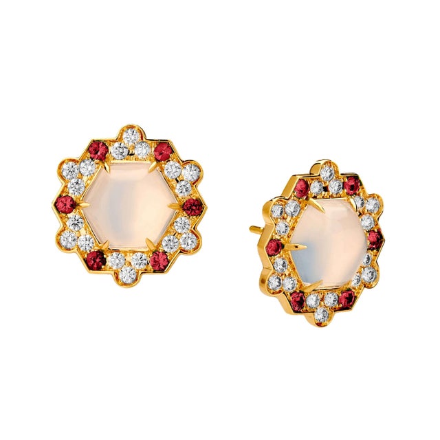 Mogul Hex Earrings Ruby, 2 Pieces For Sale
