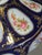 French Vintage Cobalt Blue Fine Porcelain Hand Painted Floral Roses Gilded Covered Dish For Sale - Image 3 of 7