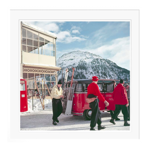 Toni Frissell 'Klosters Ski Bus' Archival Pigment Print Framed in White