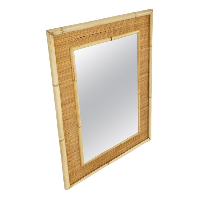 Mid-Century Bamboo Mirror attributed to Dal Vera, 1960s For Sale