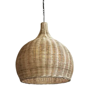 Contemporary Raw Wicker Bell Pendant Light Small