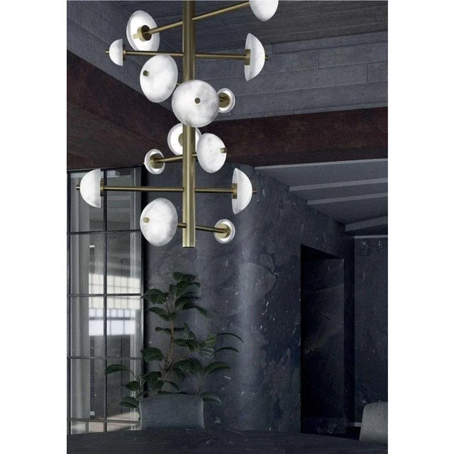 Apollo Brushed Burnished Metal Chandelier by Alabastro Italiano For Sale - Image 4 of 6