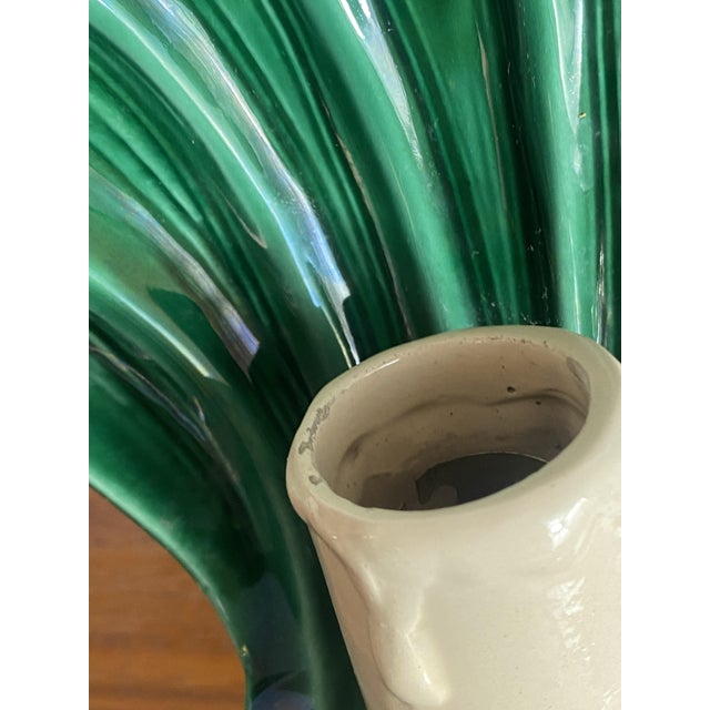 Green Ceramic Seashell Wall Sconces, 1950s, Set of 2 For Sale - Image 8 of 18