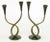 Pair of pantinated brass double arm candelabra, possibly a Hagenauer design by Rena Rosenthal, made in Austria. Patinated...