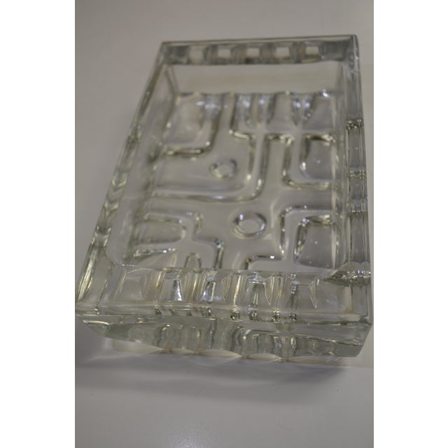 Att. To Vladislav Urban Mid 20th Century Clear Glass Rectangle Ashtray Czech Retro For Sale - Image 9 of 12