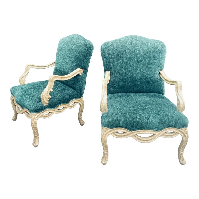 Vintage Emerald Green Velvet French Style Accent Chairs a Pair Chairish