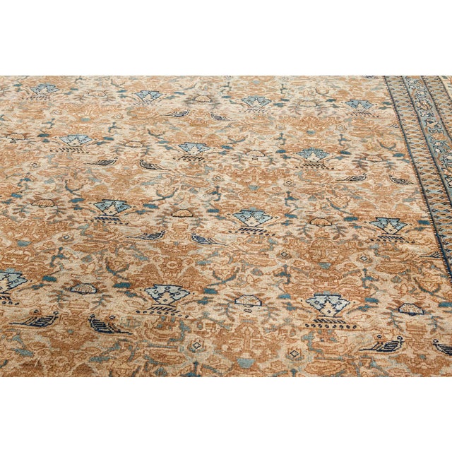 Authentic 1900s Persian Kirman Handmade Wool Carpet For Sale In New York - Image 6 of 7