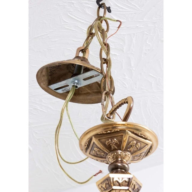 1970s 1970s Art Nouveau European Six Arm Cast Brass Chandelier For Sale - Image 5 of 9