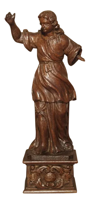 Small 17th Century Carved Oak Statue From France