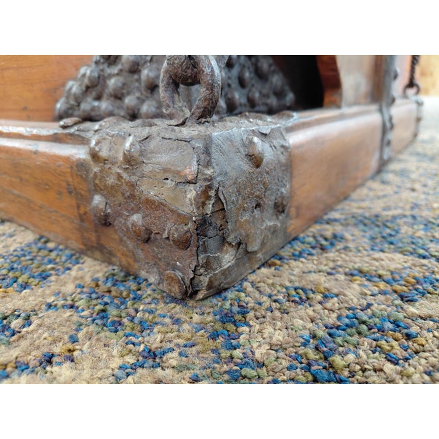 Chestnut Chinese Wood and Wrought Iron Wedding Chest For Sale - Image 8 of 13