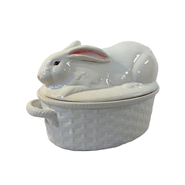 Vintage "Bordallo Pinheiro" Majolica Rabbit Covered Tureen For Sale - Image 9 of 11