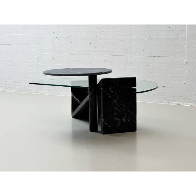 Black Modern Stone Coffee Table, 1994 For Sale - Image 8 of 18