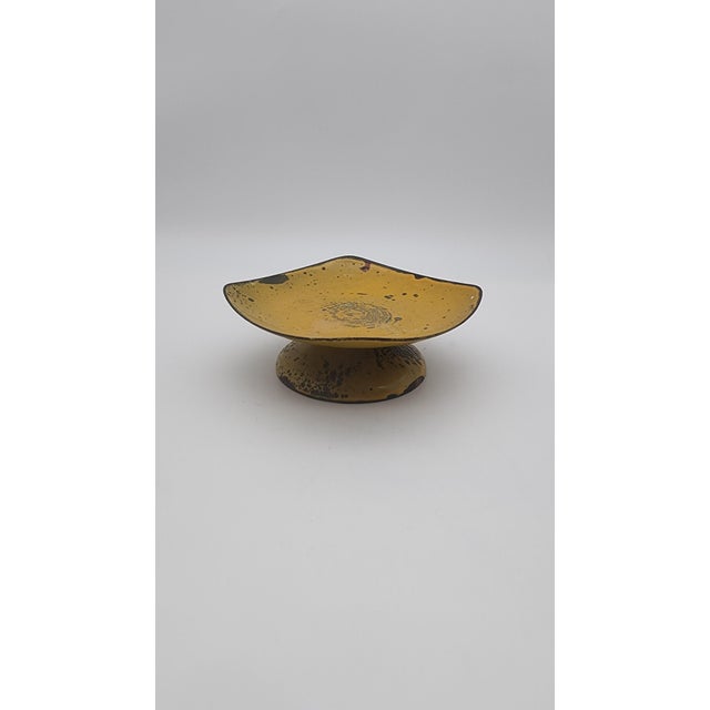 Mid 20th Century Mid-Century Modern Brutalist Enamel Pedestal Dish For Sale - Image 10 of 12