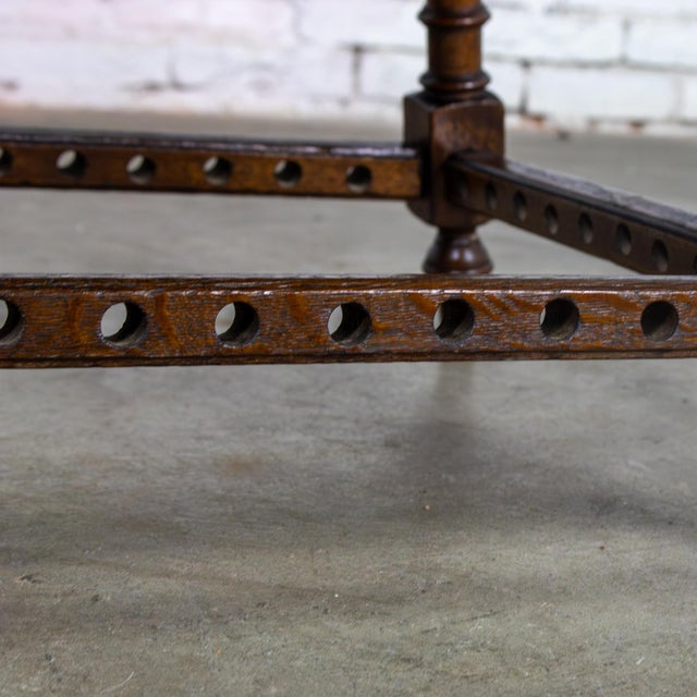 Late 19th to Early 20th Century Wilhelminian or Jacobean Revival Oak Side or Lamp Table With 2 Tier Design For Sale - Image 13 of 18