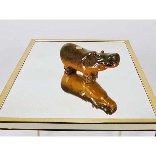 Hollywood Regency Brass & White Mirror Tables from Vereinigte Werkstätten, Germany, 1970s For Sale - Image 3 of 18