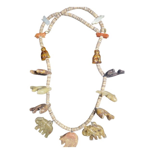 Navajo Magnificent Carved Stone Animal Fetish Style Necklace For Sale