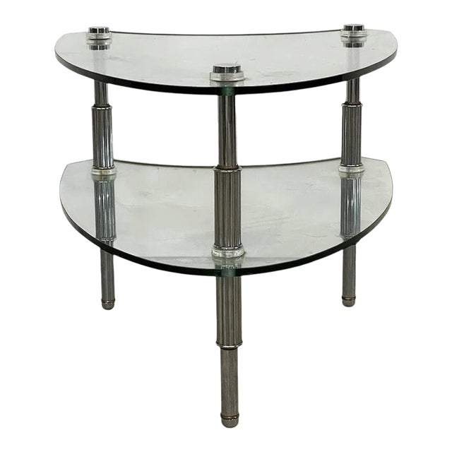 Vintage Industrial Chic Two Tier Italian Boomerang Side Table 1 of 2 For Sale