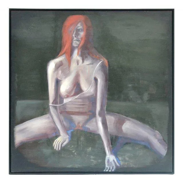 Nude Red Haired Female Painting on Wood For Sale - Image 4 of 4