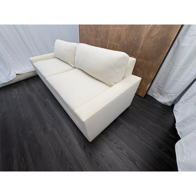 Wood Rh Restoration Hardware Maxwell 2-Cushion Sofa 8' | Classic 40" Depth | Down-Feather | Performance Linen Weave – Natural For Sale - Image 7 of 18
