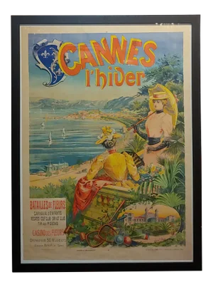 1892 Antique French Cannes L'Hiver, Casino Des Fleurs Poster