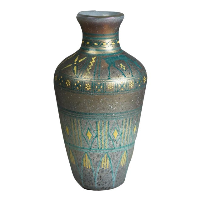 Antique Mount Washington Egyptian Revival Figural Art Glass Vase Circa 1900 For Sale