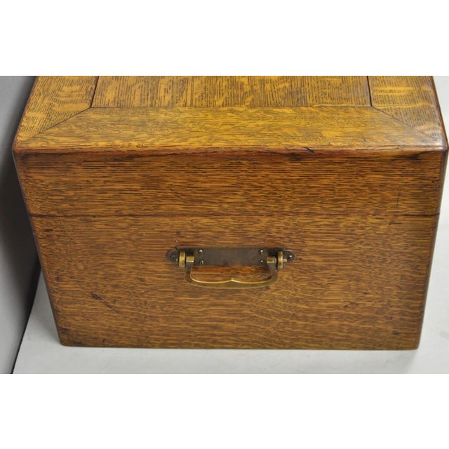 Early 20th Century Antique Arts & Crafts Quartersawn Oak Fitted Silverware Case Flatware Chest Box For Sale - Image 5 of 18
