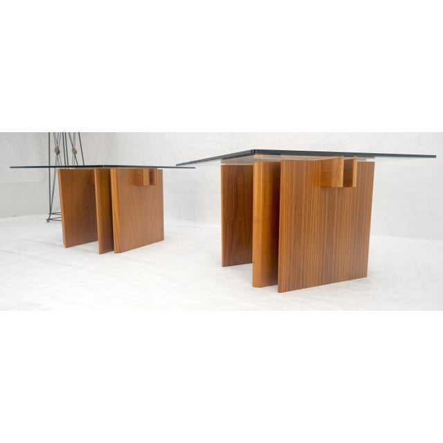 DUX Pair Danish Teak Mid Century Modern Glass Tops End Side Lamp Tables Stands Mint For Sale - Image 4 of 18