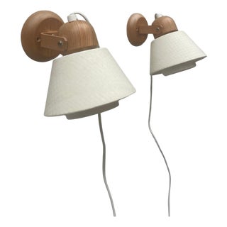 Swedish Pine Wall Lamps by Solbacken Svarveri, 1970s, Set of 2 For Sale