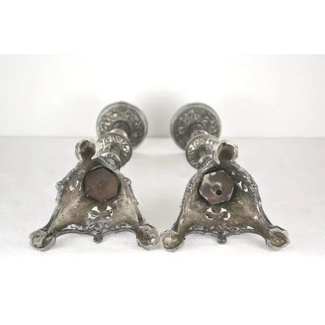 Silvered Alter Prickets - a Pair For Sale - Image 9 of 10