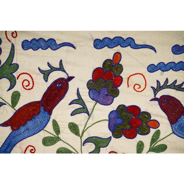 Textile Uzbek Suzani Animal Cotton Tablecloth - Wall Decor For Sale - Image 7 of 10