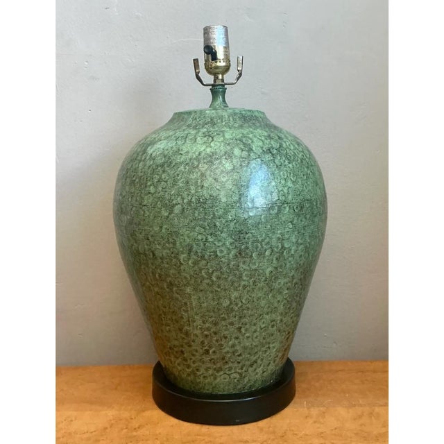 Mid-Century Modern Vintage Hammered Metal Lamp For Sale - Image 3 of 12