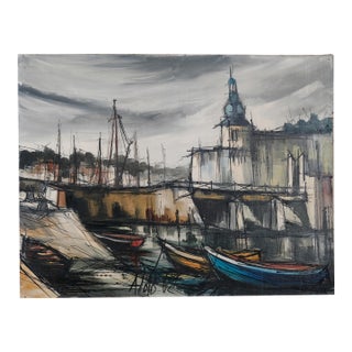 Aldo Luongo "Cocarneau" 1962 Original Unframed One of a Kind Painting on Canvas, Ready to Frame and Display For Sale
