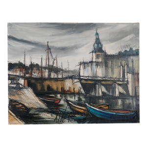 Aldo Luongo "Cocarneau" 1962 Original Unframed One of a Kind Painting on Canvas, Ready to Frame and Display