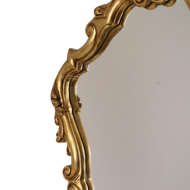 Glass Vintage French Baroque Style Gold Crested Mirror, 1960s For Sale - Image 7 of 18