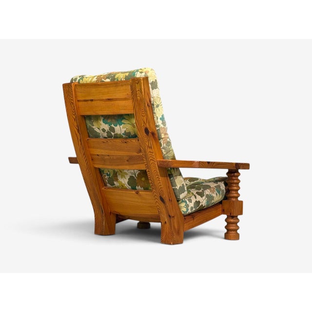 Collden, Brutalist Lounge Chairs, Pine, Fabric, Sweden, 1970s For Sale - Image 12 of 14