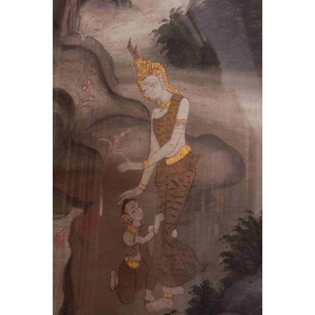 Mythological Scene in Gouache on Silk, 1800s For Sale - Image 3 of 6