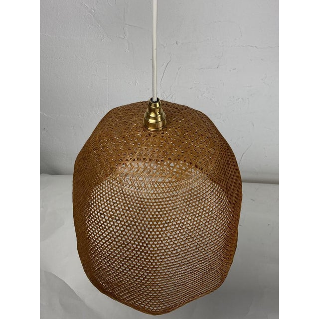 1960s Rattan & Wicker Webbing Beehive Hanging Lamp, 1930s For Sale - Image 5 of 16