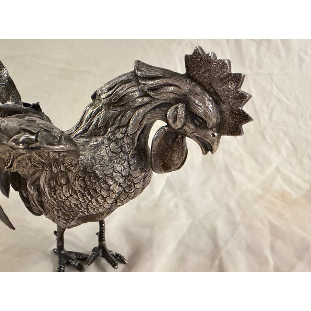 Mid-20th Century Spanish .915 Silver Rooster Figurine With Detailed Feather Work For Sale - Image 6 of 10