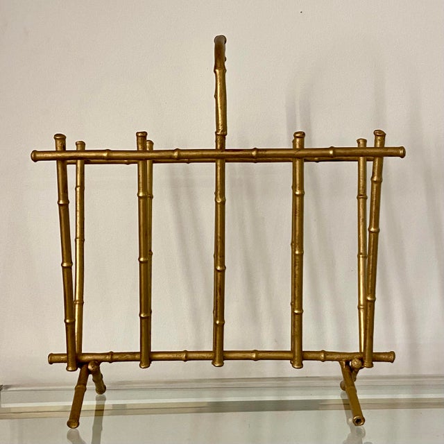Magazine Rack in Gilt Iron, 1970s For Sale - Image 6 of 6