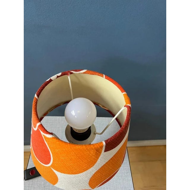 Vintage Space Age Table Lamp with Orange Textile Shade, 1970s For Sale - Image 9 of 11