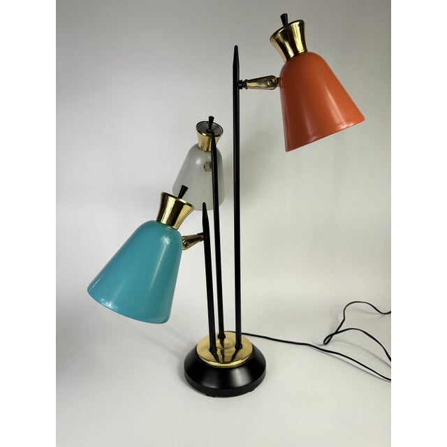 Metal 1950's French 3 Arm Table Lamp For Sale - Image 7 of 10