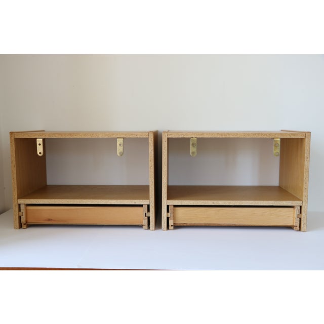 Scandinavian Wall-Mounted Bedside Tables with Drawers in Oak, 1960, Set of 2 For Sale - Image 10 of 13