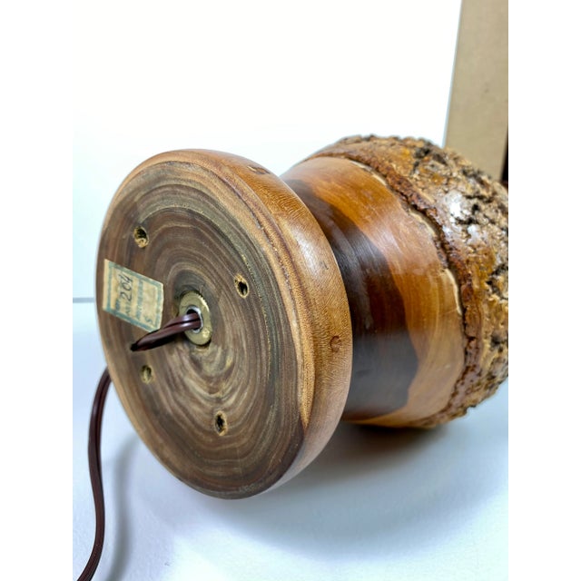 Brown Late 20th Century Live Edge Turned Wood Table Lamp For Sale - Image 8 of 13